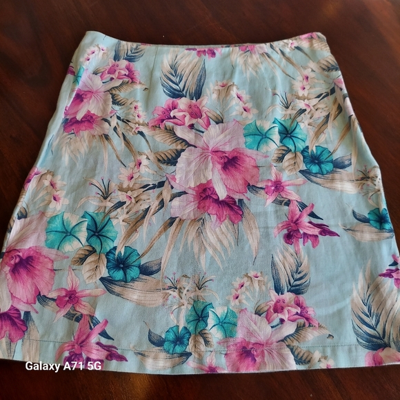 Tommy Bahama Florencia Short Skirt 100% Linen Spring Rain Print Sz 6 - Picture 7 of 14